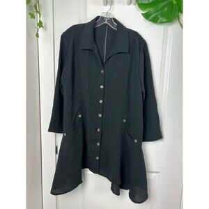 fridaze linen black tunic top size medium